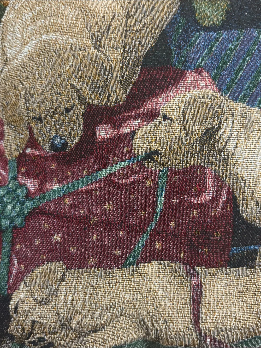 VINTAGE LAB PUPPIES DOG CHRISTMAS TAPESTRY PILLOW BY MIA LANE. PRESENTS 14